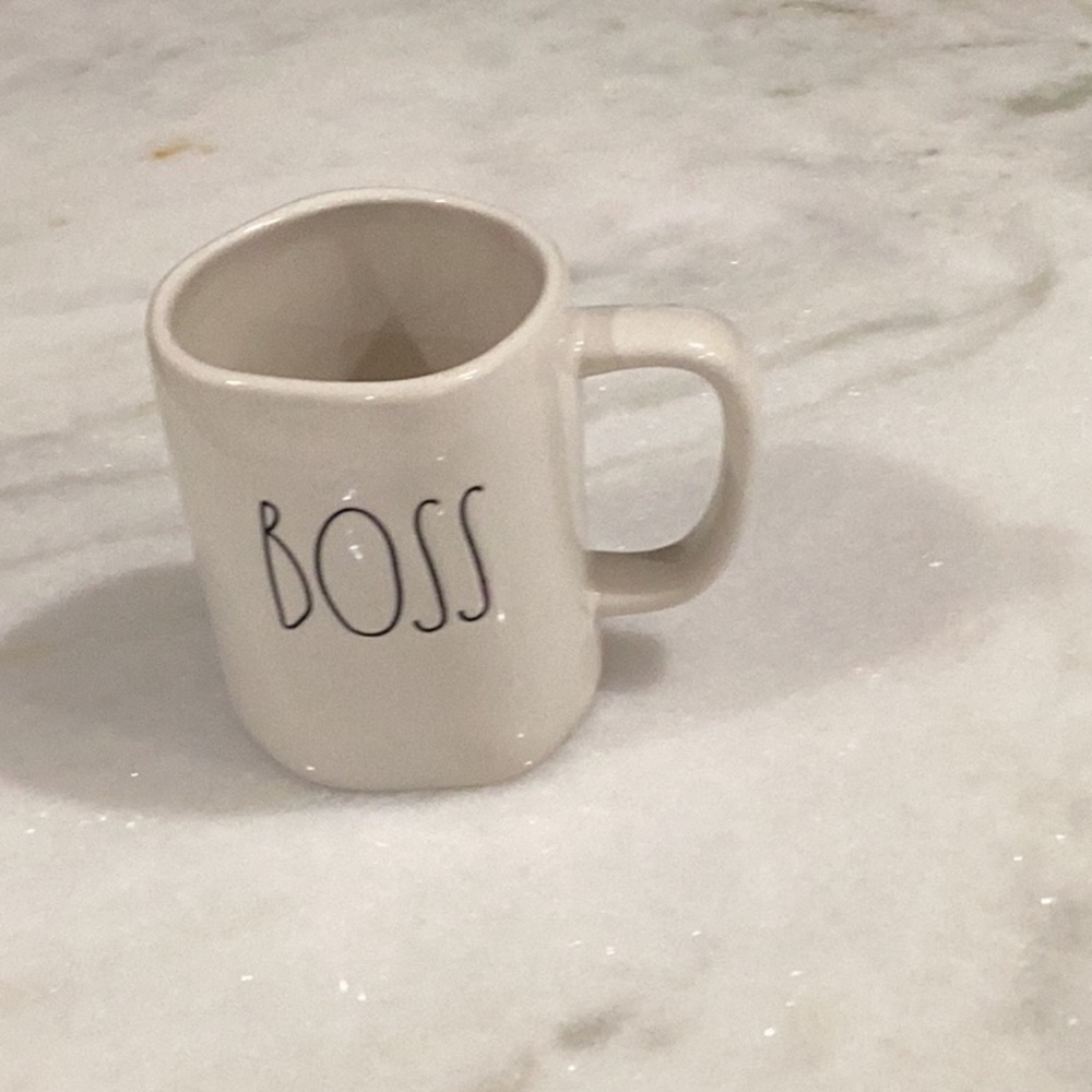 Rae Dunn Cream Mug with BOSS Lettering